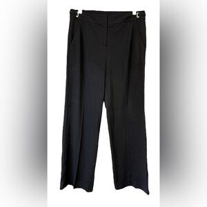St. John Women's Wide Leg Dress Pants Black With Gold Metal Accents Size 8
